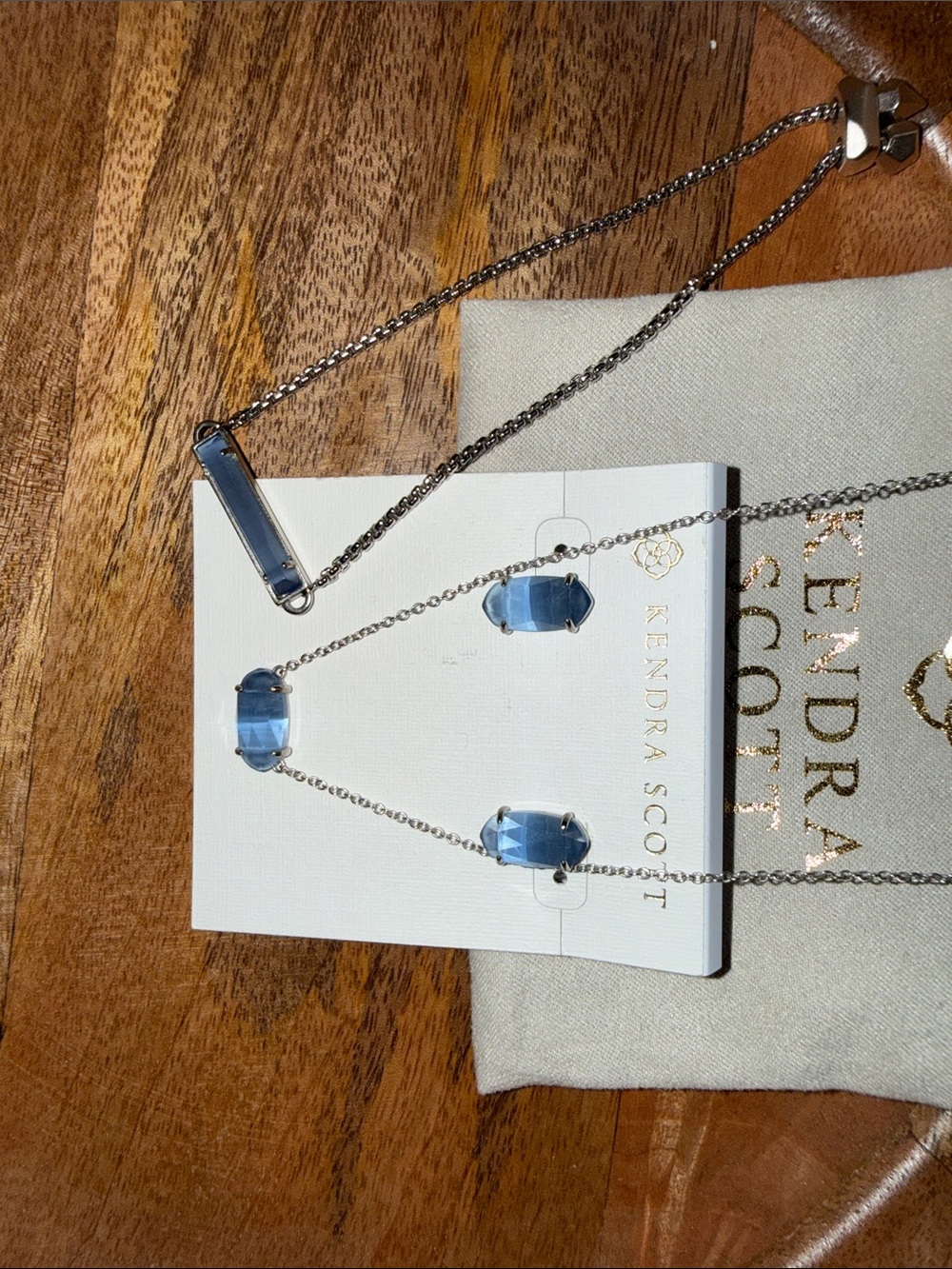 Kendra Scott Blue Glass Pendant Necklace and Earrings Set - Picture 2 of 4